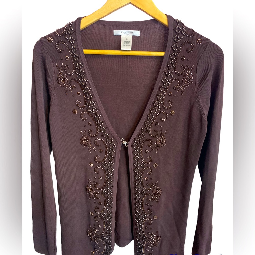 Brown Beaded Sweater Vertigo Paris